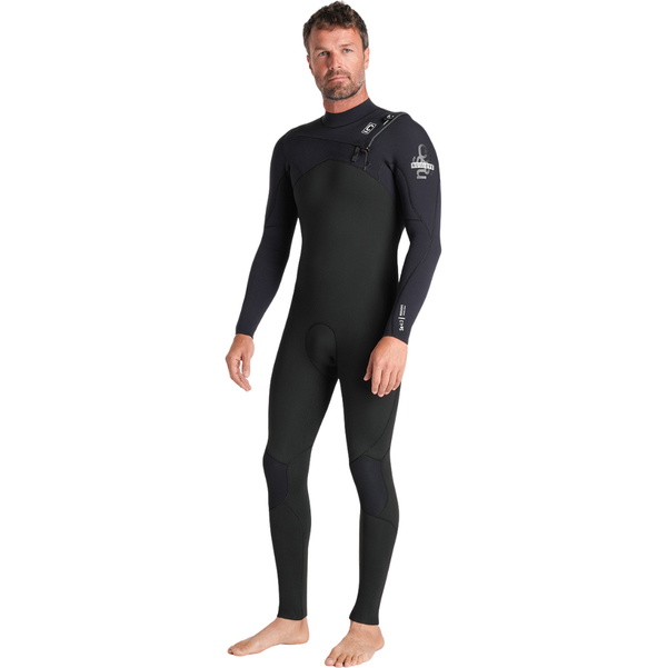 2026 C-Skins Mens Nuwave Session 4/3mm Chest Zip Wetsuit C-NSE43MCZ - Black / Black X / Silver